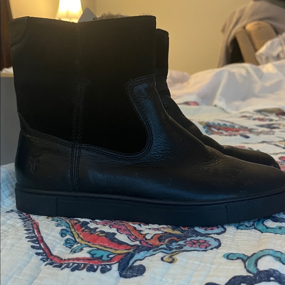 Frye Black Leather Ankle Boots